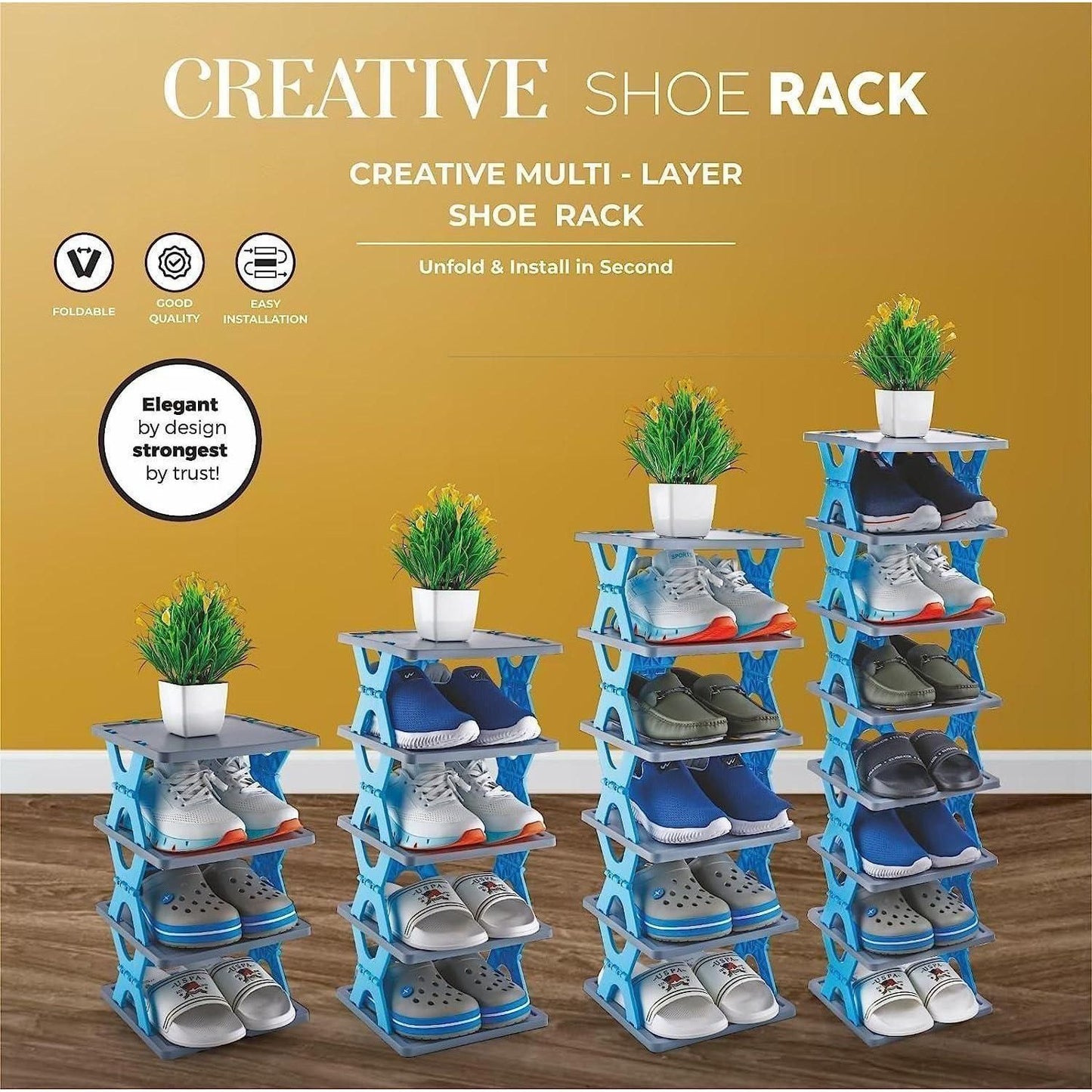 Smart Foldable 5-Layer Shoe Rack - Space-Saving Tier Organizer for Footwear - OwnzoKart