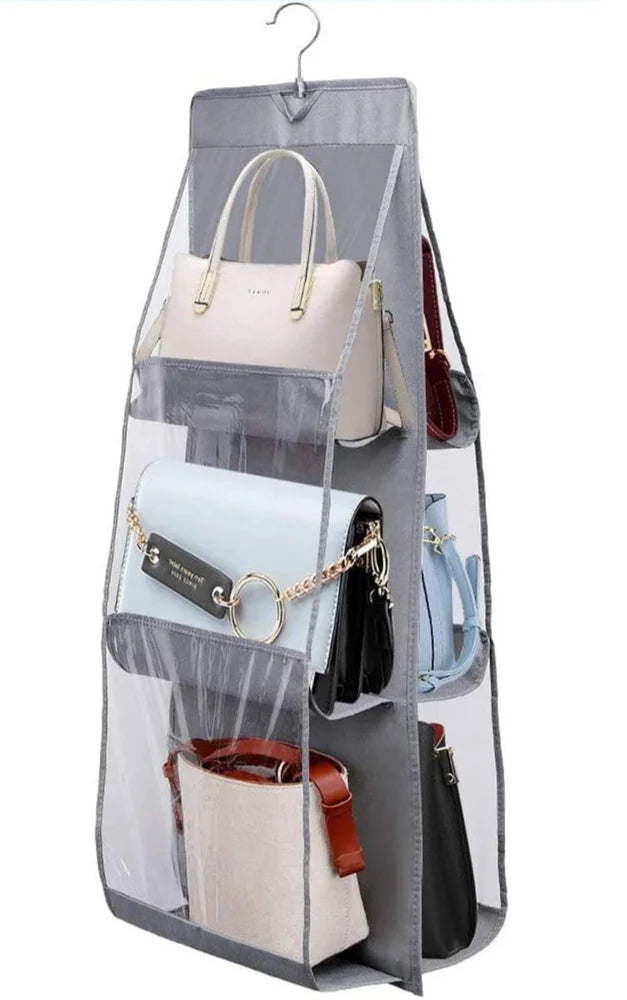 6 Pocket Hanging Purse Organizer for Wardrobe