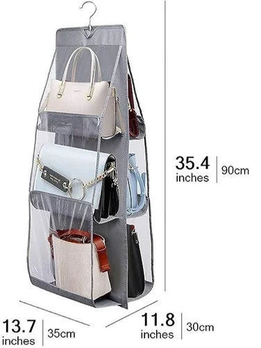 6 Pocket Hanging Purse Organizer for Wardrobe