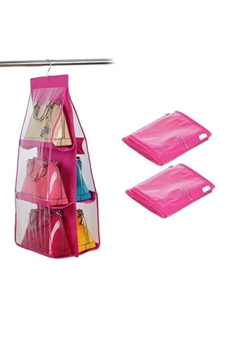 6 Pocket Hanging Purse Organizer for Wardrobe