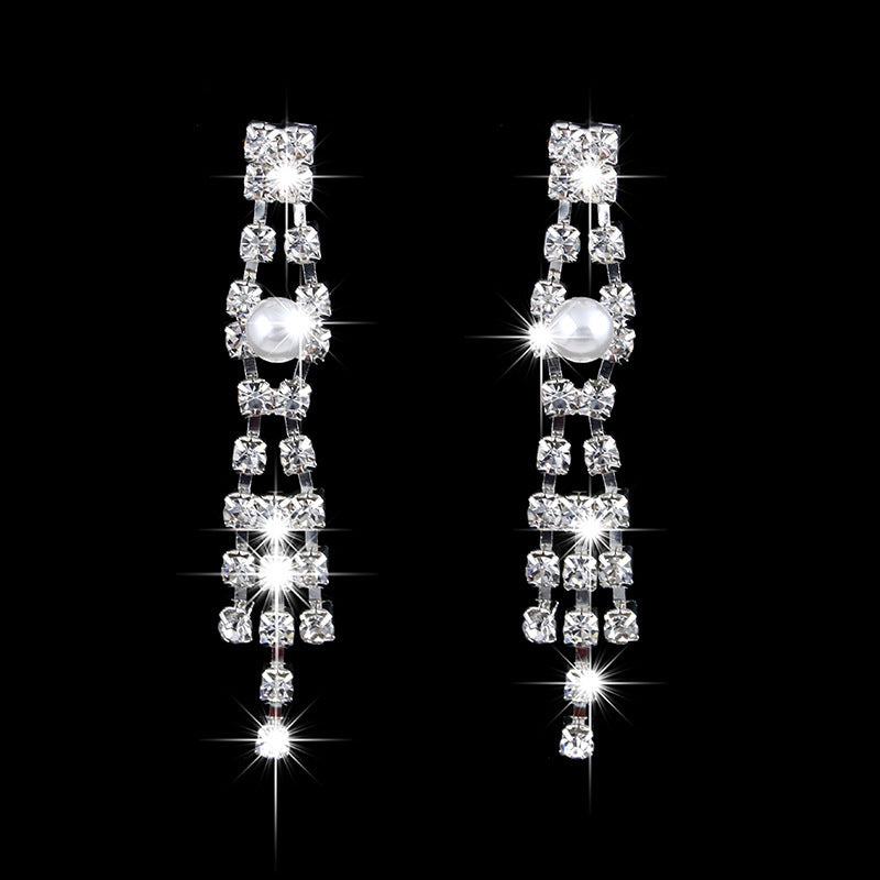 Wholesale fashion OL bridal jewelry set, claw chain earrings, Pearl Rhinestone Necklace 465 - OwnzoKart
