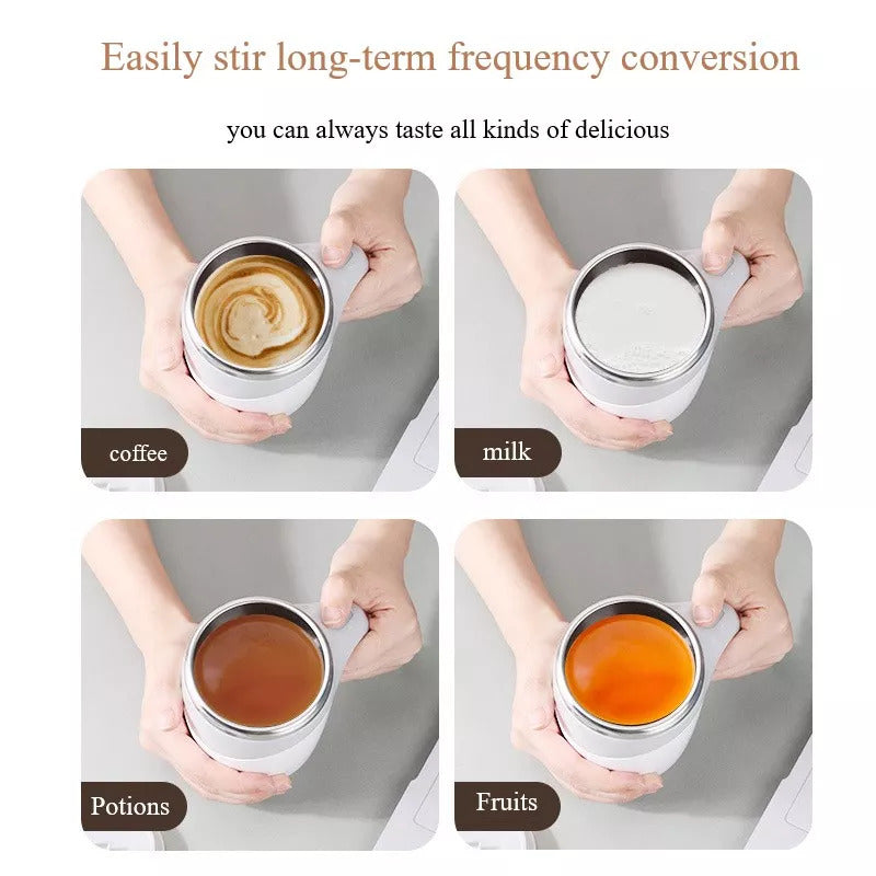 Rechargeable Automatic Self Stirring Coffee Mug | Electric Magnetic Stirring Cup 304 Stainless Steel | Portable Milkshake & Tea Mixing Cup 400ml - OwnzoKart