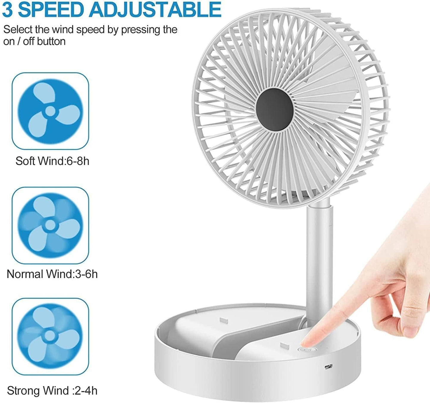 POWERFUL RECHARGEABLE HIGH SPEED TABLE DESK FAN™ – Portable USB Cooling Fan for Home & Office (Lightweight & Compact Design) - OwnzoKart