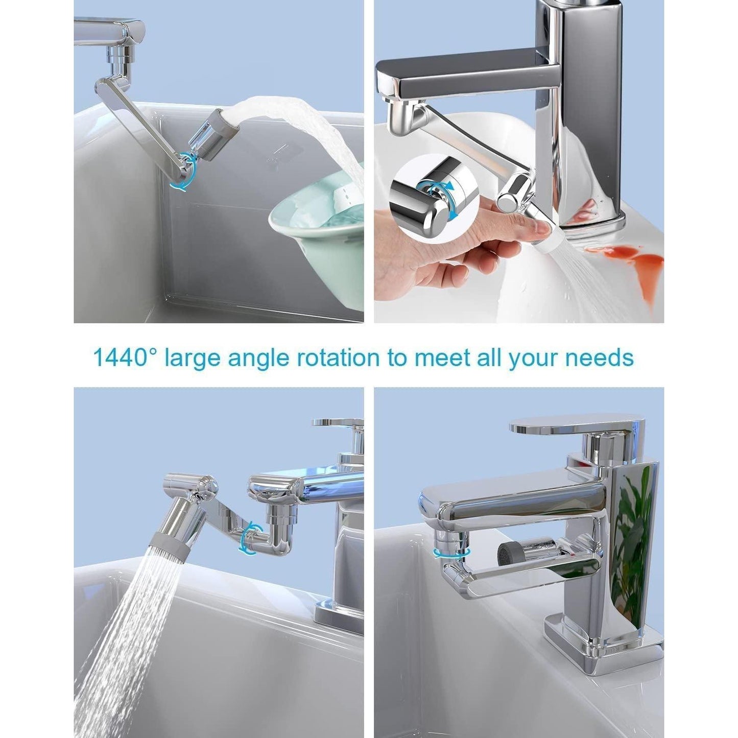 Universal Rotating Faucet Extender Aerator with 2 Water Modes | Large Angle Splash Filter - OwnzoKart