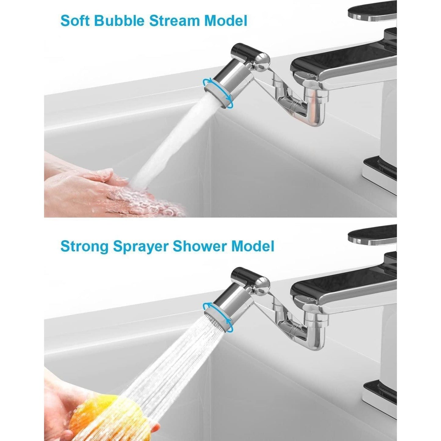 Universal Rotating Faucet Extender Aerator with 2 Water Modes | Large Angle Splash Filter - OwnzoKart