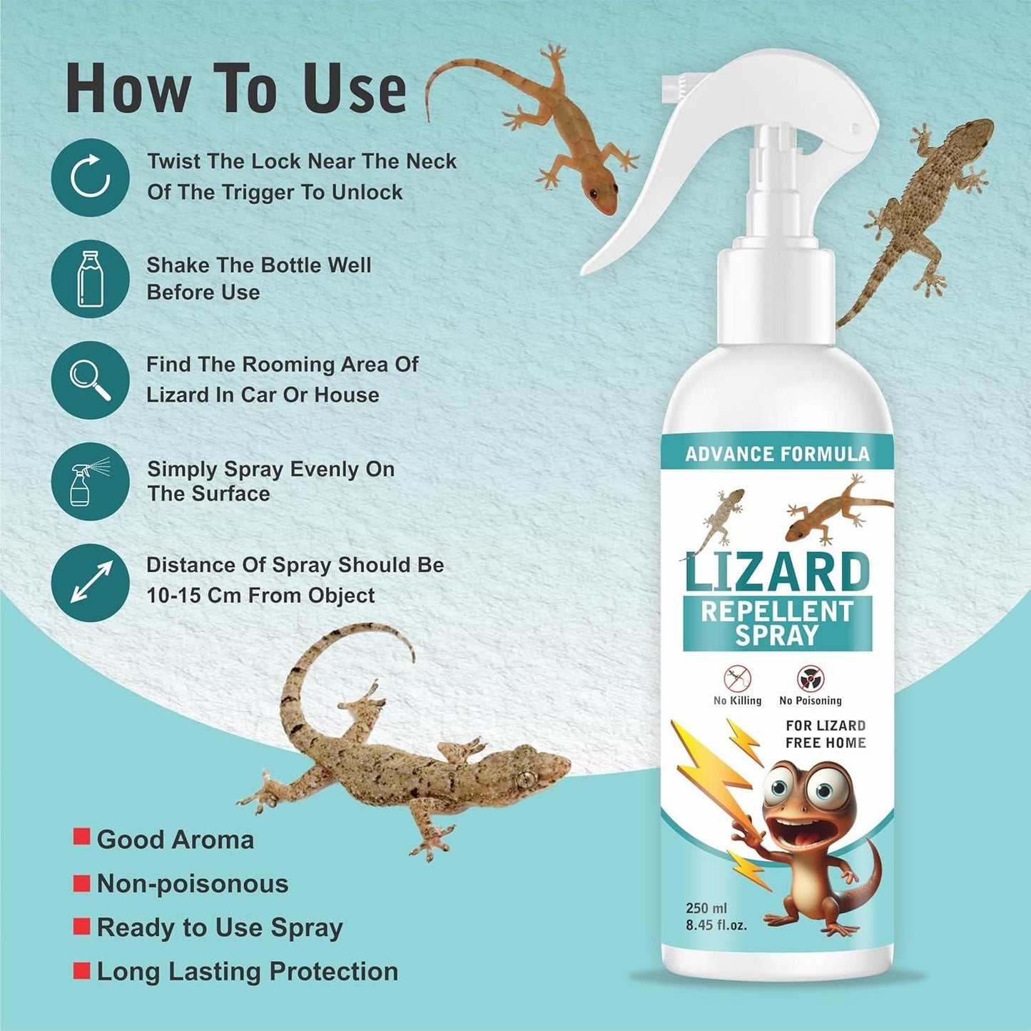 Lizard Repellent for Home Spray Pest Control 250ML (Pack of 2) - OwnzoKart