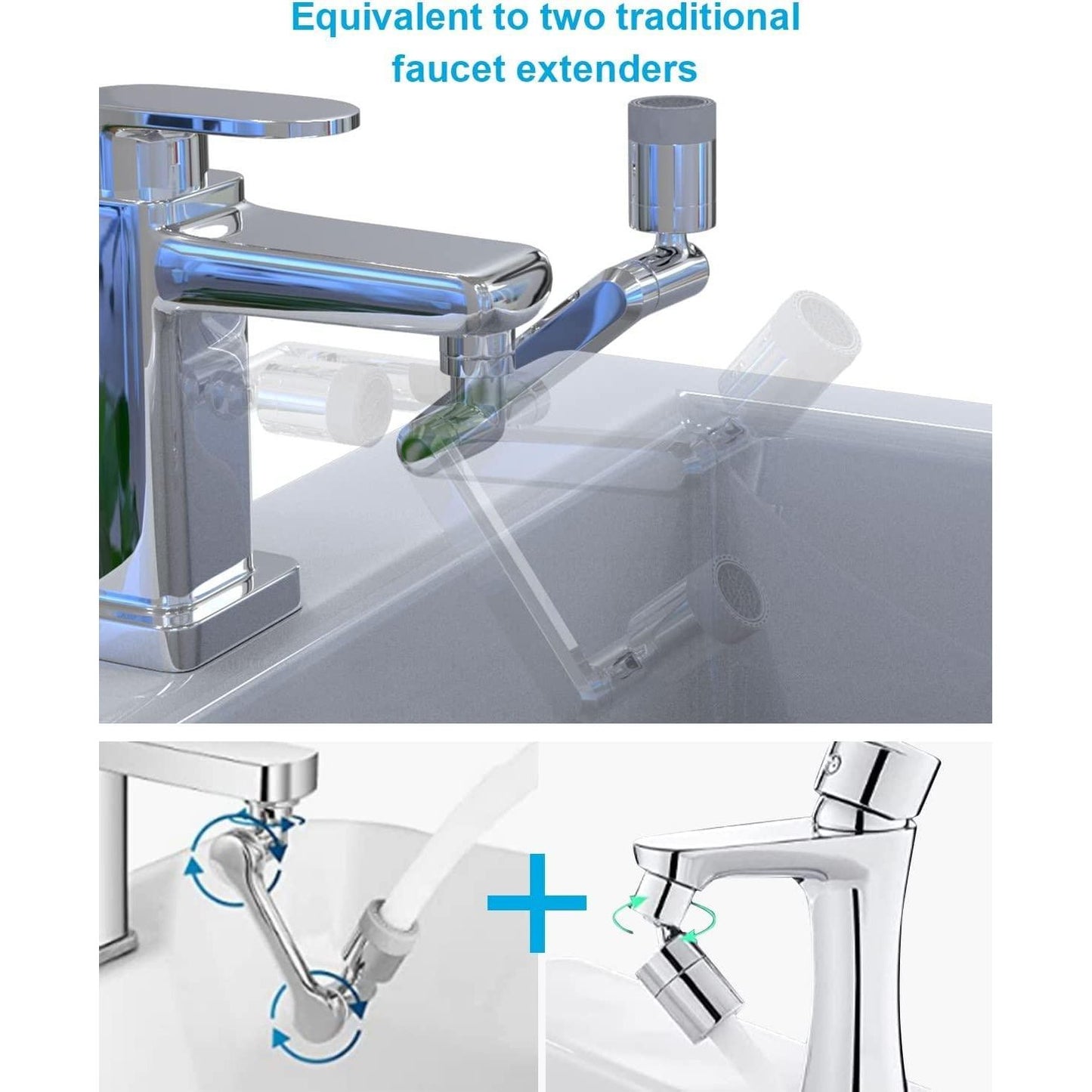 Universal Rotating Faucet Extender Aerator with 2 Water Modes | Large Angle Splash Filter - OwnzoKart