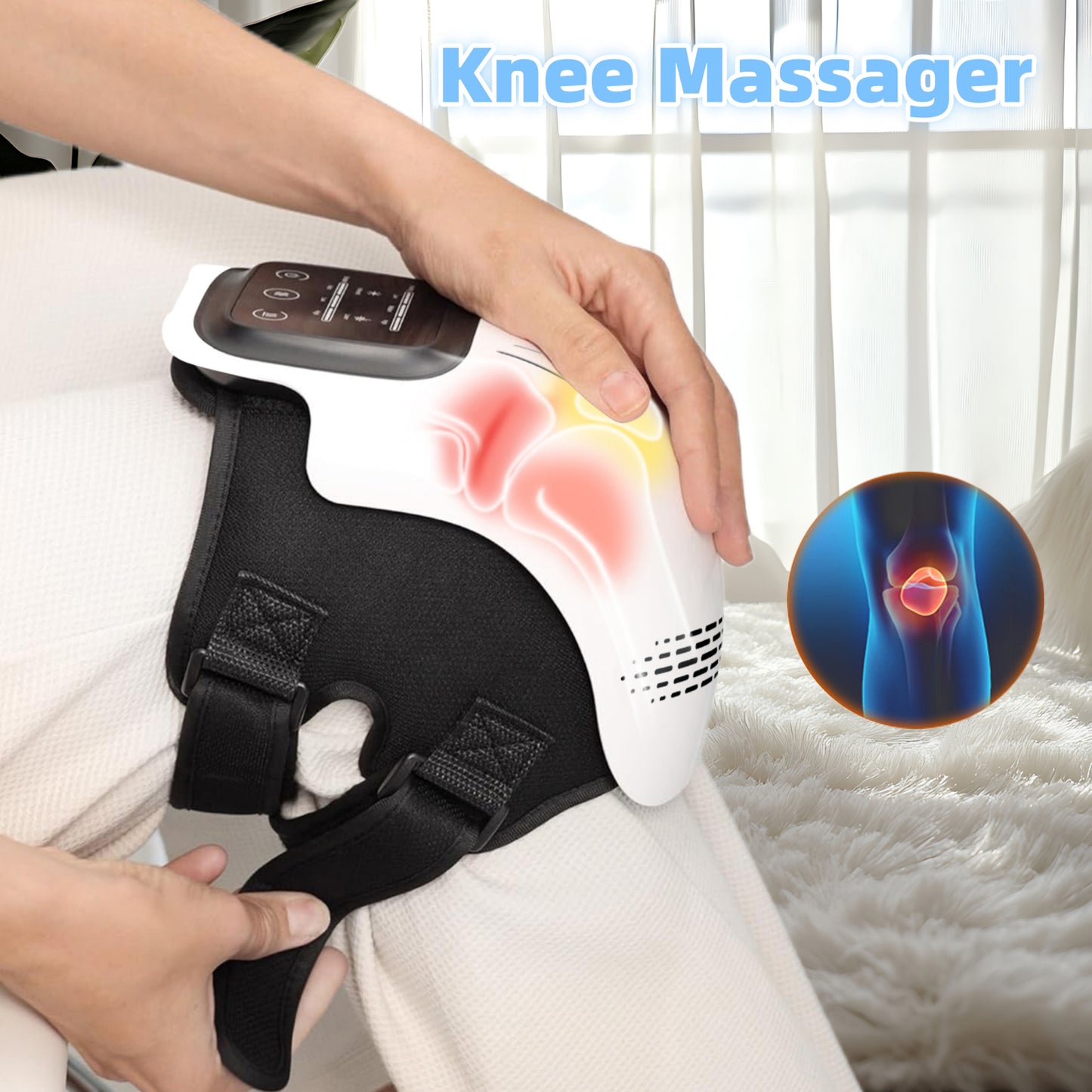 Rechargeable Intelligent Knee Massager with Heat & Vibration | Infrared Therapy Electric Knee Pain Relief Device | Portable Heating Knee Support for Home Use - OwnzoKart