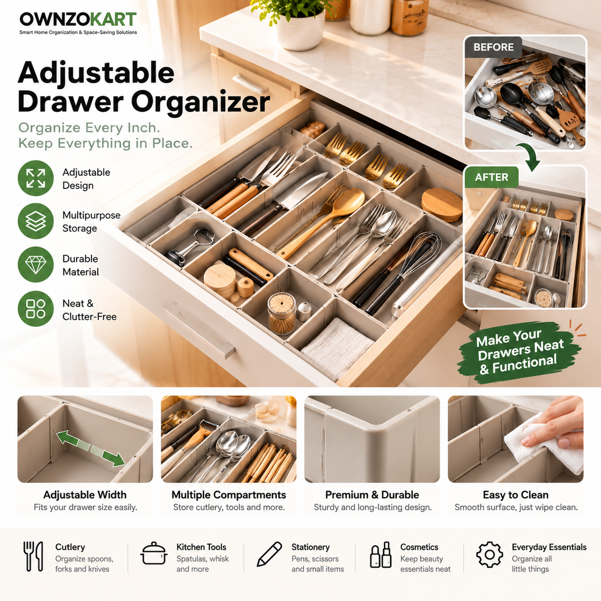 Adjustable Drawer Organizer