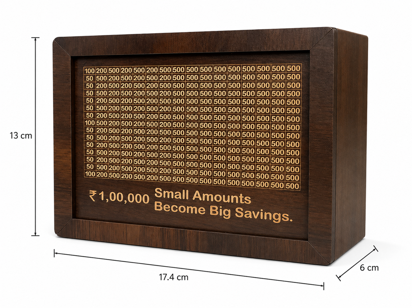 Wooden Money Saving Box for Kids & Adults – Reusable Savings Challenge Piggy Bank with Goal Tracker