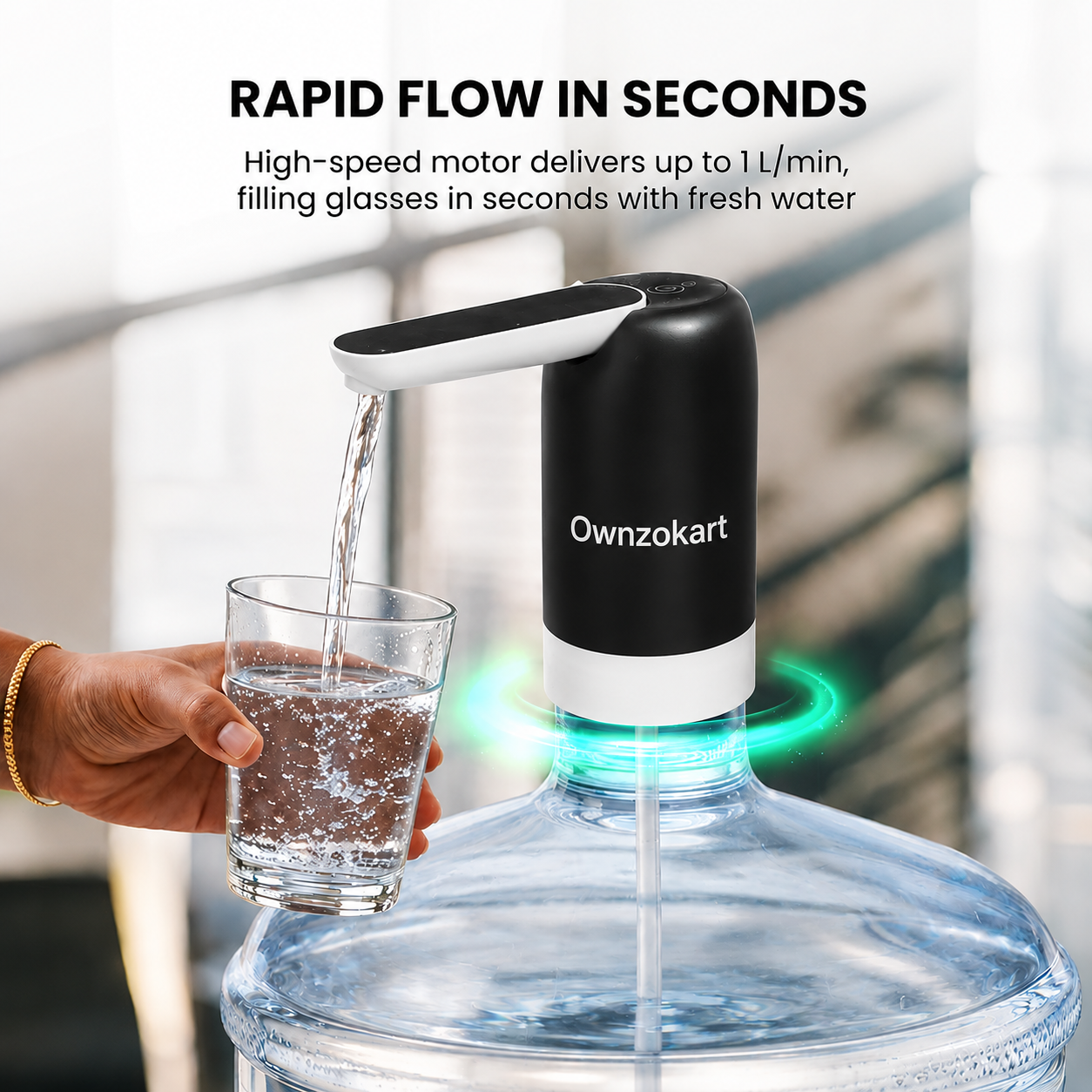 Ownzokart Rechargeable Water Dispenser Pump™ for 20L Water Bottle | USB Charging Automatic Drinking Water Pump | One Touch Portable Water Can Pump - OwnzoKart