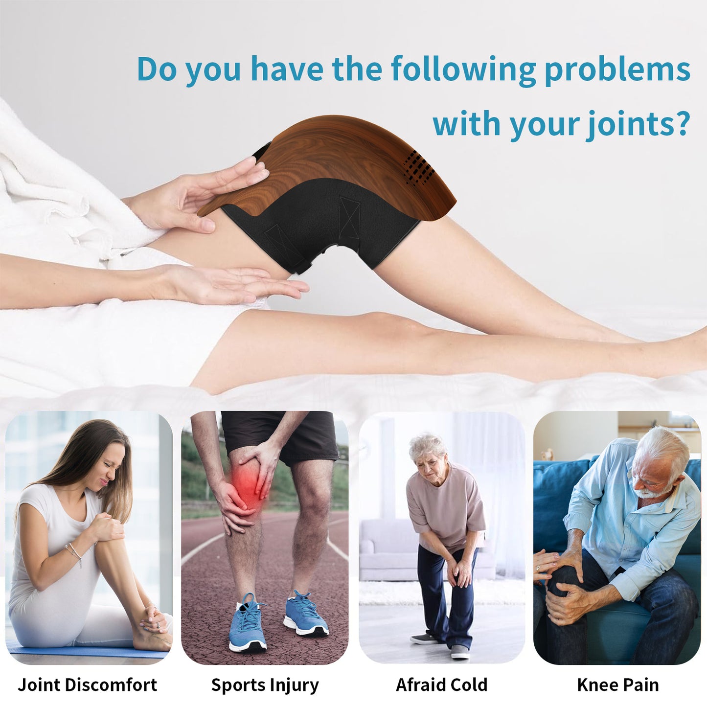 Rechargeable Intelligent Knee Massager with Heat & Vibration | Infrared Therapy Electric Knee Pain Relief Device | Portable Heating Knee Support for Home Use - OwnzoKart
